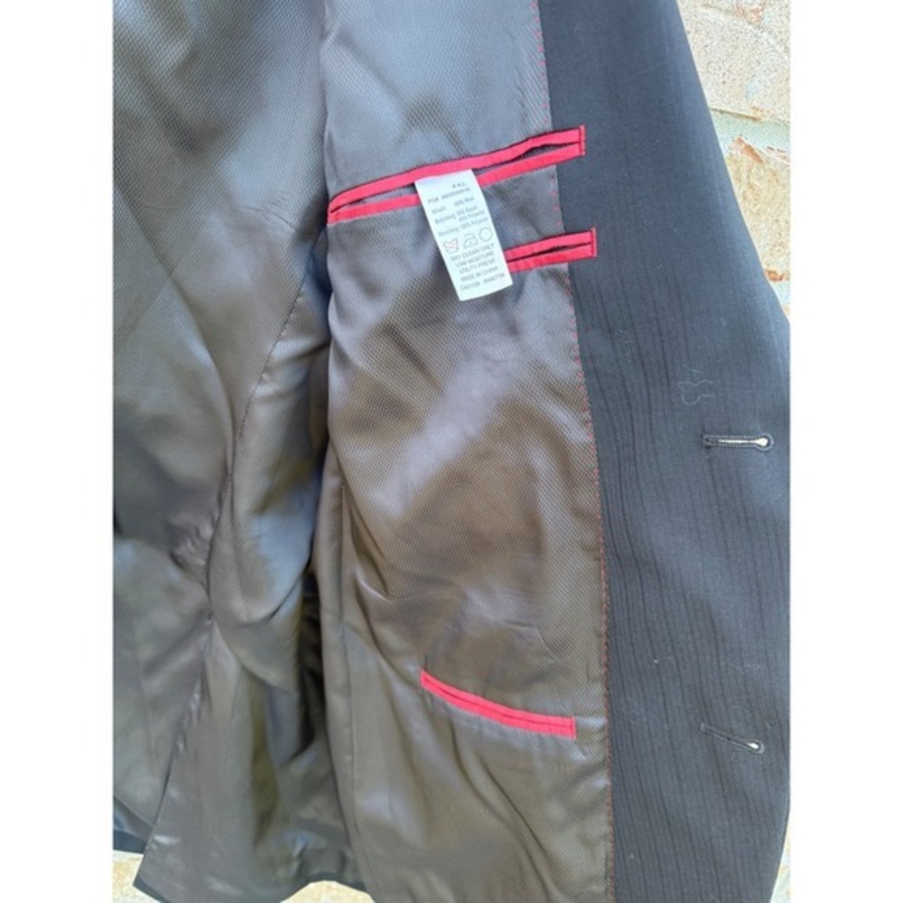 Alfani RED Mens 44L Black Wool Pinstripe 2 Button Suit Jacket Blazer 4900030019 - Picture 6 of 13